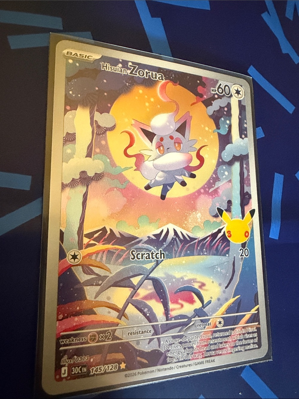Hisuian Zorua Holofoil Trading Card - White
